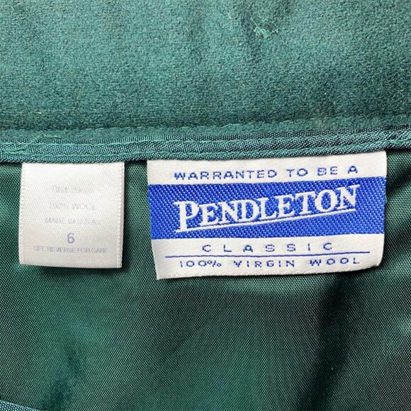 VINTAGE Pendleton Forest Green Wool Lined Pencil Skirt - Picture 5 of 5